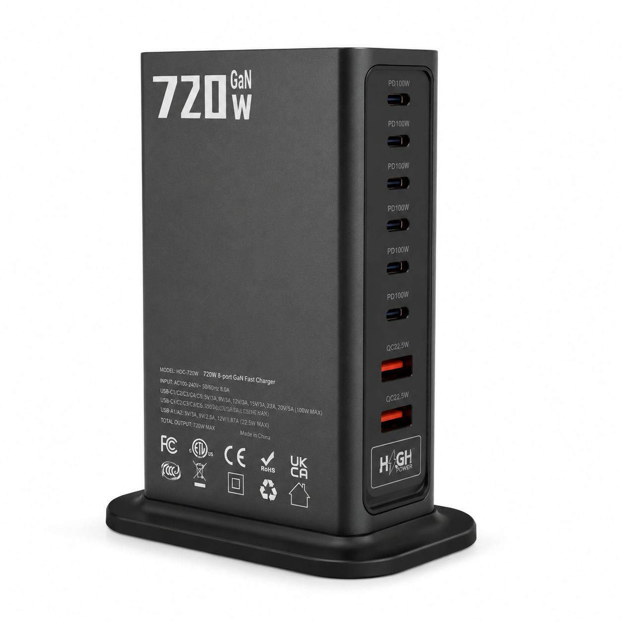 Stacja ładowania iLab GaN 720W z 8 portami USB